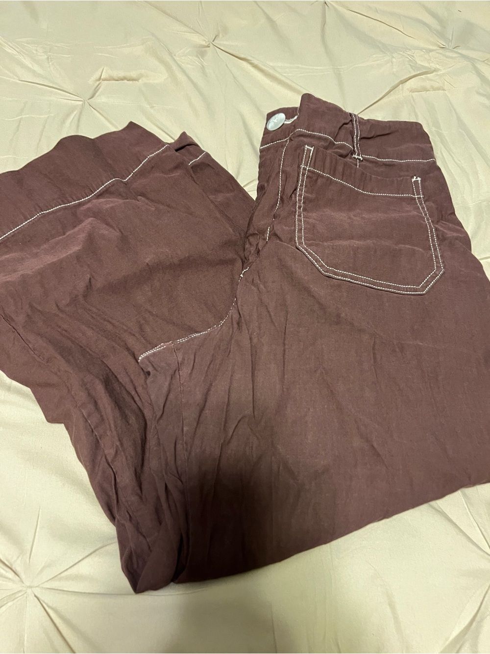 Anthropologie Collette Crop Pants in Brown with Contrast Stitching - Picture 2 of 4